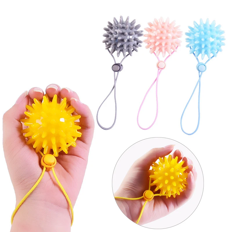 Durable 6cm Tpr Spiky Massage Grip Ball With Rope String Spike Massager