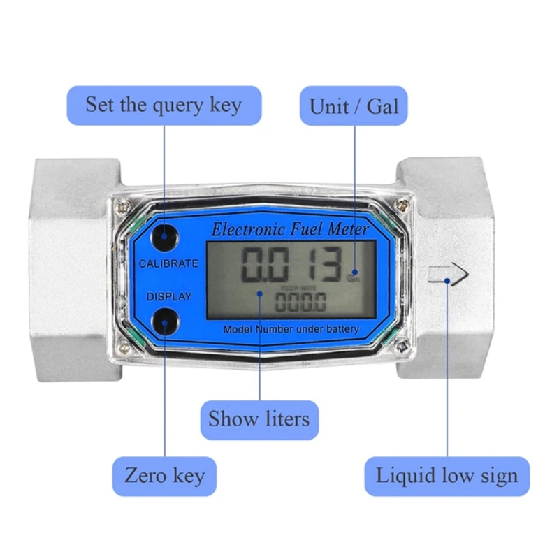 Flow Meter Turbine Flow Meter Digital Turbine Flow Meter for TURBINE Flow Meter Meter Display Chip Electronic Digital Flowmeter Liquid Water Fuel Gas Diesel Fuel