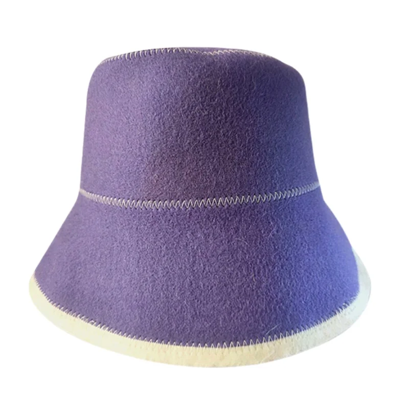 Wool felt sauna bucket hat for Russian Banya sauna hat gray for men and women 5