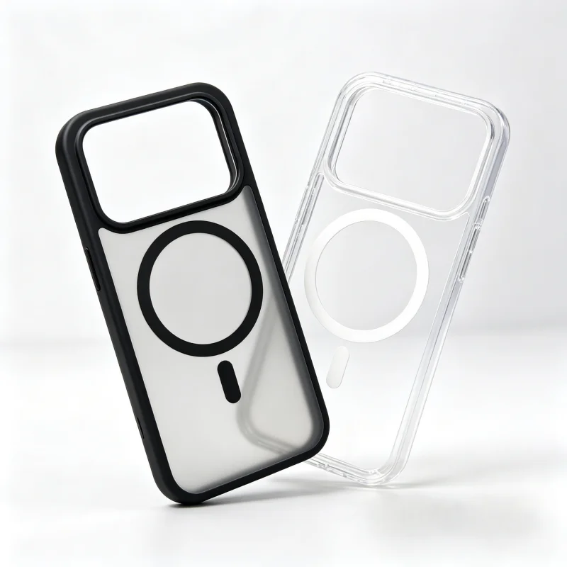 Magnetic Acrylic Protective Transparent Back Phone Case with Bumper