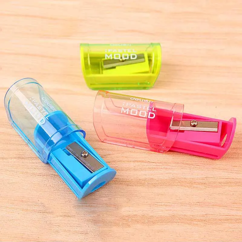 1PC 캔디 컬러 투명 연필 깎이 - 학교 사무용품을 위한 플라스틱 표준 연필 커터