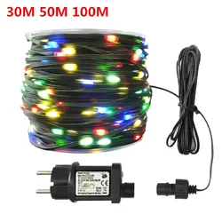 20/30/50/100M 24V Safe Voltage Green Cable LED String Light Christmas Garland Fairy Lights for Xmas Trees Party Wedding Decor