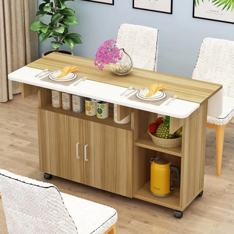 Mesa de comedor plegable para el hogar, mueble de almacenamiento móvil  multifuncional, moderno y sencillo, extensible, para sala de estar y cocina  - AliExpress