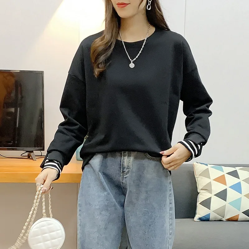 ZOUXO Sweatshirt Women 2022 Spring Autumn New Fashion K-pop Sweatshirt Loose O-neck Long Sleeve Stitching Clothes