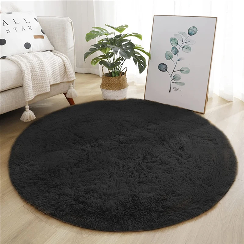 Bubble Kiss Round Orange Fluffy Plush Carpet for Home Living Room Decor  Long Piles Thick Area Rugs Bedroom Velvet Floor Mats 2