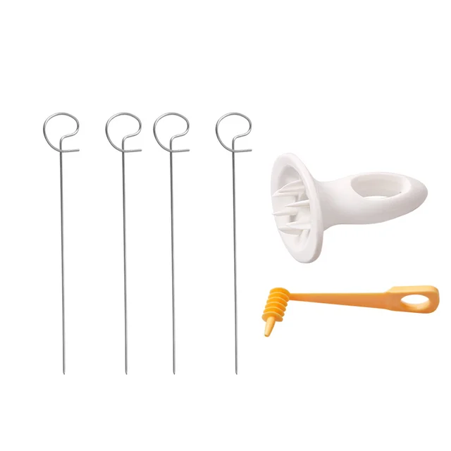 1 Beállított Tornádó Spirál Burgonya Vágó Kézi Szeletelő Kültéri Barbecue Nyárs Uborka Grill Rack Konyhai Eszközök - Image 5