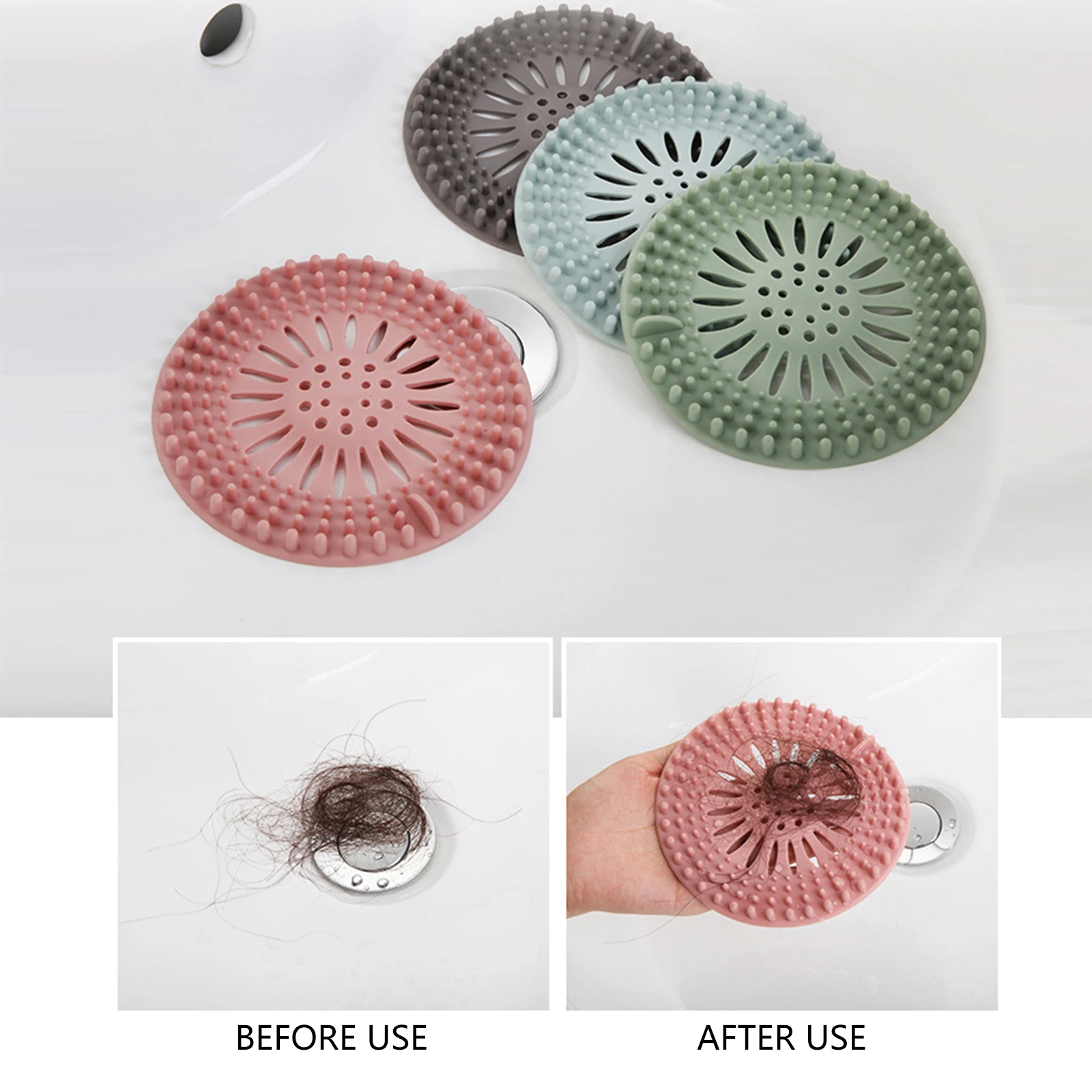Description Picture 2 of itemNew Set of 4 Colorful Sink Strainers - Durable, Easy to Install and Remove, Hair Catcher  Kitchen and Bath