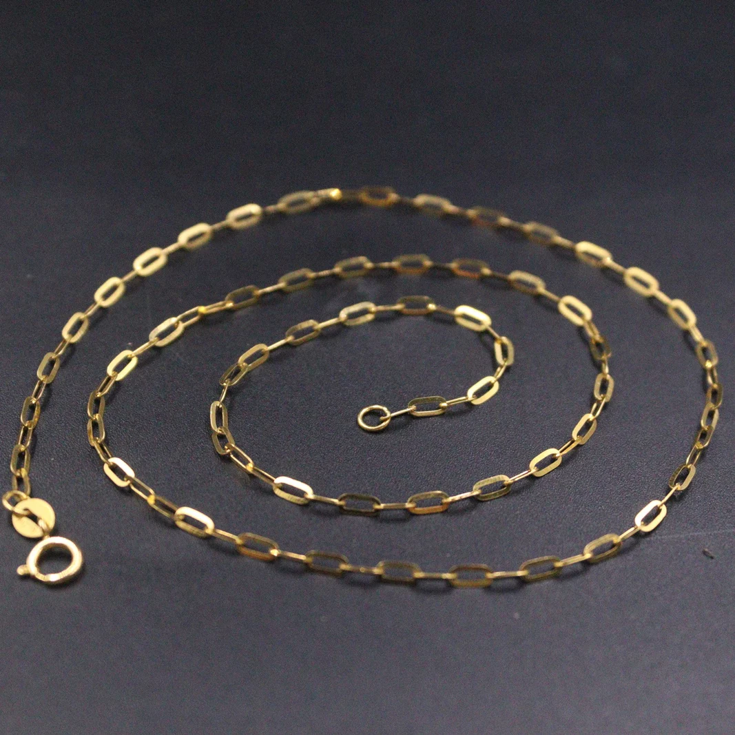 

Real 18K Yellow Necklace For Women 2mm Width Cable Link Jewelry 42cm Length Stamp Au750 16.5inchL