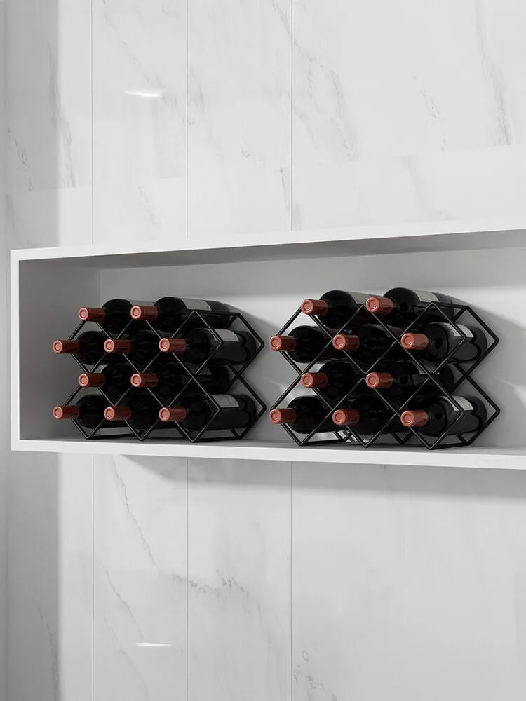 Luxury Designer Red Wine Rack Ornaments Simple Fashion Creative Red Wine Grid Rack Household Oblique Storage MS80