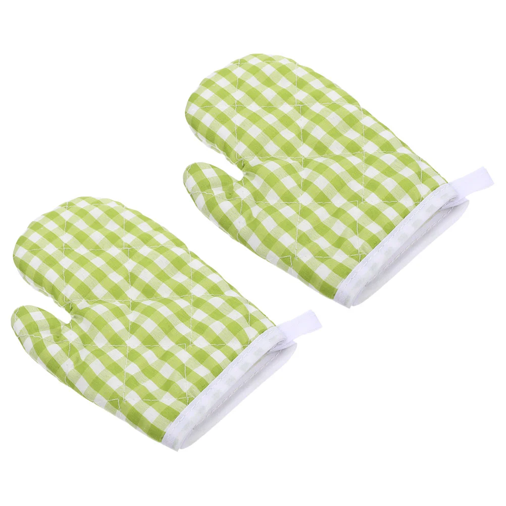 2 Pcs Heat Resistant Oven Mitts Kitchen Gloves Baking Gloves Polyester Material Hand Protection Thickened Mittens Oven