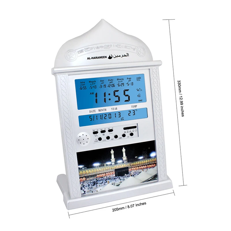 Digital Clock Azan Mosque Calendar Prayer Wall Islamic Alarm Ramadan Gift Home Decoration Music World Time