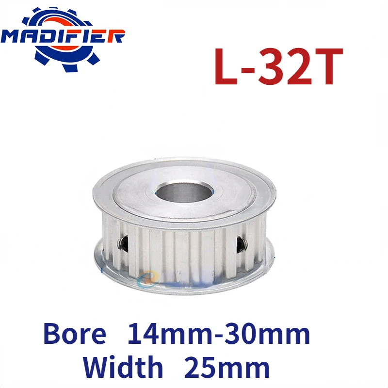 

AF type 32 Teeth two-sided flat L Timing pulley hole 14/15/16/17/18/19/20/22/24/25/28/30mm for Width 25mm