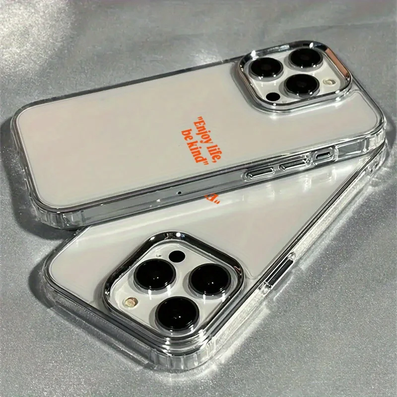 Minimalist Orange Red Text Printed Phone Case - Vibrant Clear Protective Cover