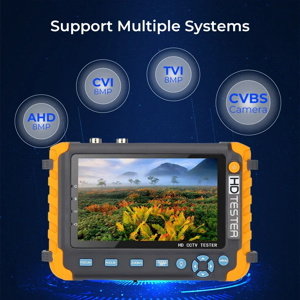 Portable CCTV Tester IV8W  8MP AHD/CVI/TVI Mini Monitor Cameras Tester HDMI VGA Input Video Cable Security Camera Tester