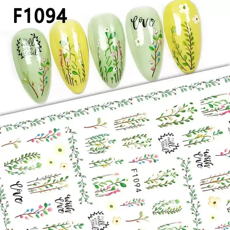 1PCS 새로운 흑백 나비 꽃 네일 아트 스티커 Y2K 튤립 로즈 스티커 손톱 자기 접착 네일 아트 장식