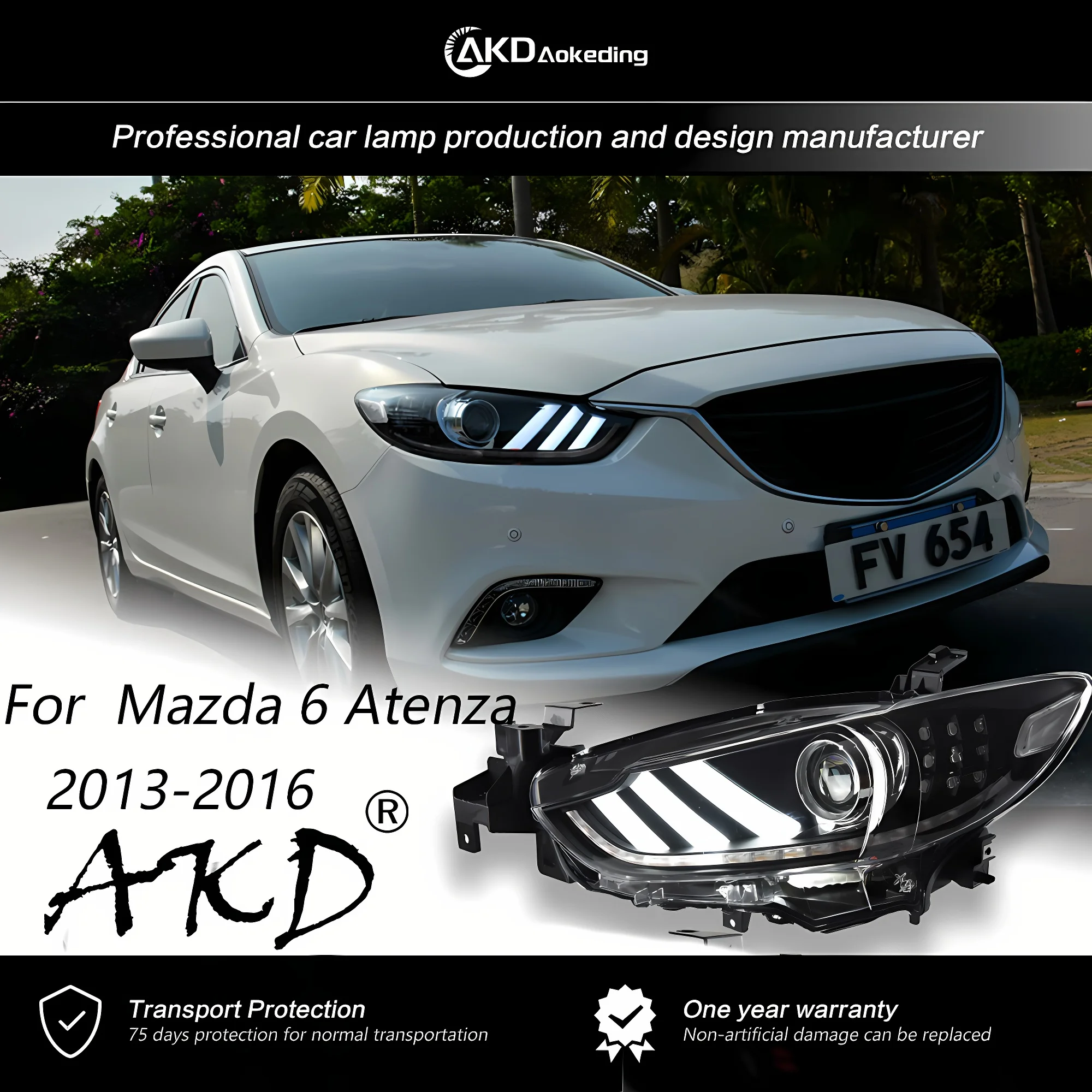 

Car Lights for Mazda 6 Atenza 2013-2016 LED Auto Headlights Assembly Upgrade Mustang Design Dynamic Bifocal Lens Accessories