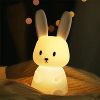 LED Night Light cute Rabbit Animal Cartoon Silicone Lamp Dimmable USB Rechargeable For Children kids bedroom gift Sleeping light 1