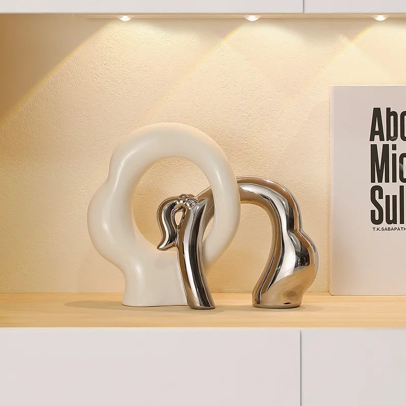 

Home Decoration Accessories Creative Irregular Connecting Miniature Crafts Modern iving Room Cabinet Ornaments Ceramic Figurines