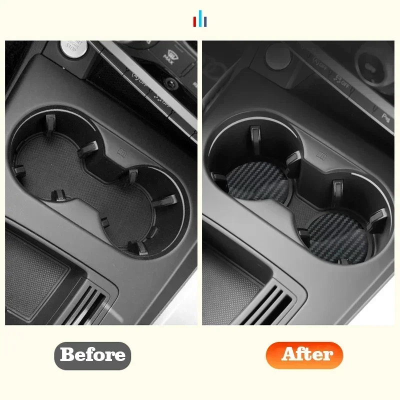 Carbon Fiber Car Water Cup Coaster Non-slip Pad Car Drink Coffe Bottle Holder Rubber Cup Bottle Mat Interior Accessories cup holder coasters car coaster pads