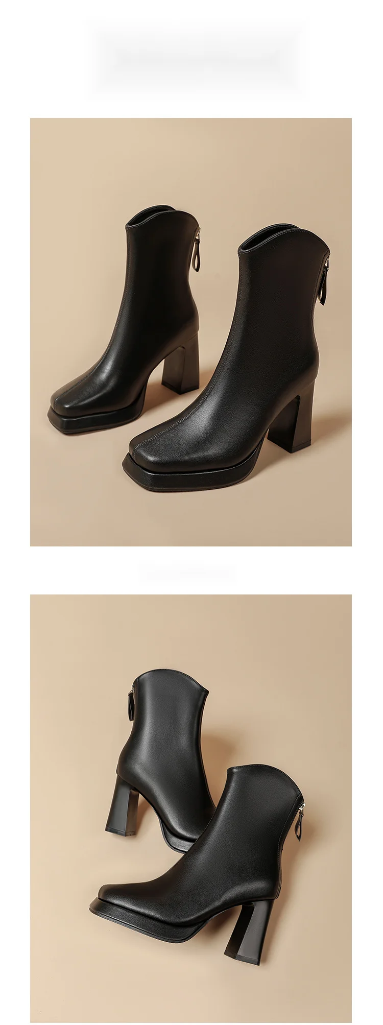 Women's Ankle Boots With Thick Heel And Waterproof Platform_voghion.com