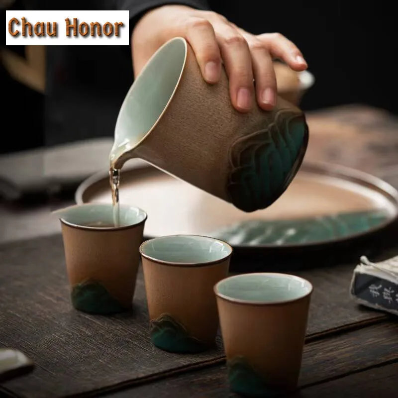 220ml Japanese Coarse Pottery Distant Hills Tea Pitcher Tea Divider Cha Hai Dispenser Justice Cup Puer Fair Mug Cafes Supplies