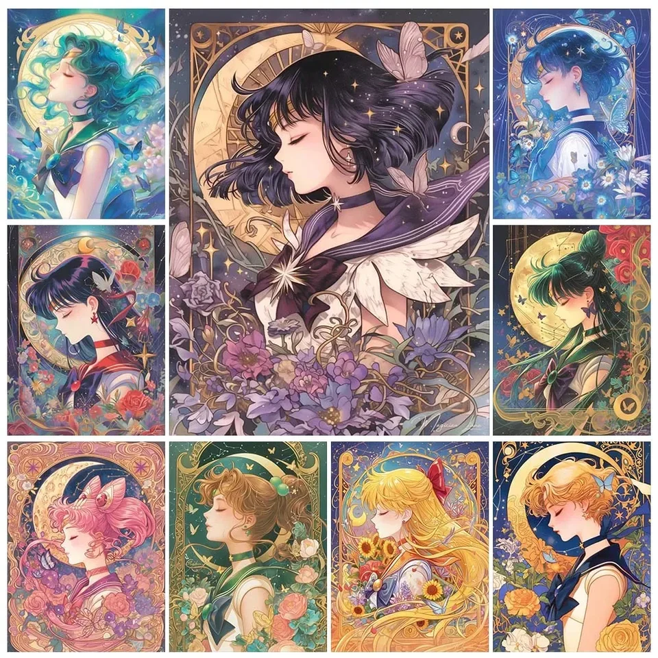 Anime dos desenhos animados pintura diamante beleza lua menina guerreiro  colando diamante bordado artesanal diy mosaico decoração para casa presente  - AliExpress, image size:960x960
