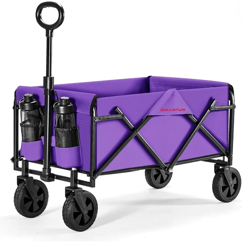 

Wagon Cart with Wheels Foldable - Collapsible Utility Wagon Heavy Duty, Folding Grocery Wagon, All Terrain Wagon Outdoor
