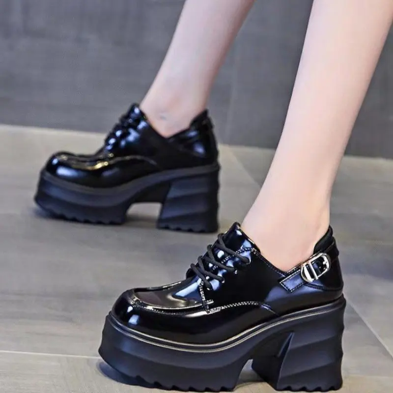 Uniform Shoes Small Leather Shoes Female British Girl Japanese Wild Black Retro Mary Jane Shoes Lolita Platform Shoes Low Hee