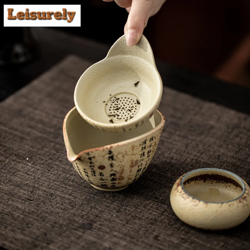 Hand-painted Orchid Pavilion Preface Firestone Red Tea Separator Infusor Handmade Tea Strainer Dispenser Tea Maker Tea Filter