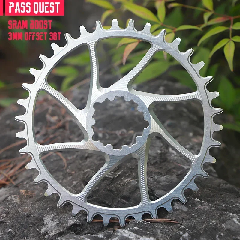 

PASS QUEST 3mm Offset Chainring for SRAM Gx Xx1 Eagle GXP Crankset,Colorful/Black/Sliver 28T-38T Round Chainwheel