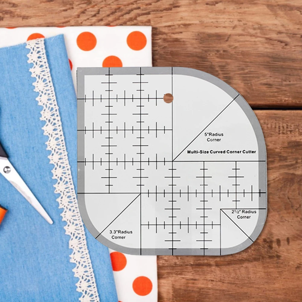 미끄럼 방지 곡선 코너 커터 자 아크릴 DIY 공예 패치워크 재봉 템플릿 퀼팅 액세서리 다기능 자