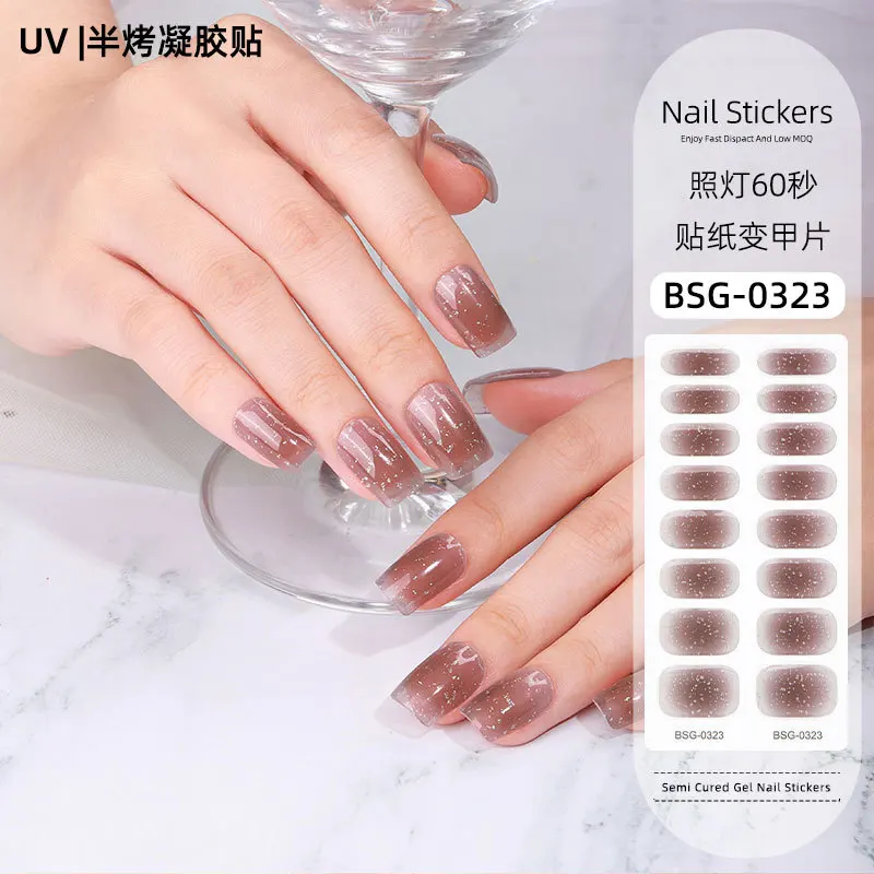 Semi-cured Gel Nail Sticker Full Cover Nail Decals Nagellack Gel Gradient Cat Eye Nail Art Aufkleber Maniküre UV Lampe Bedarf – Detail 10