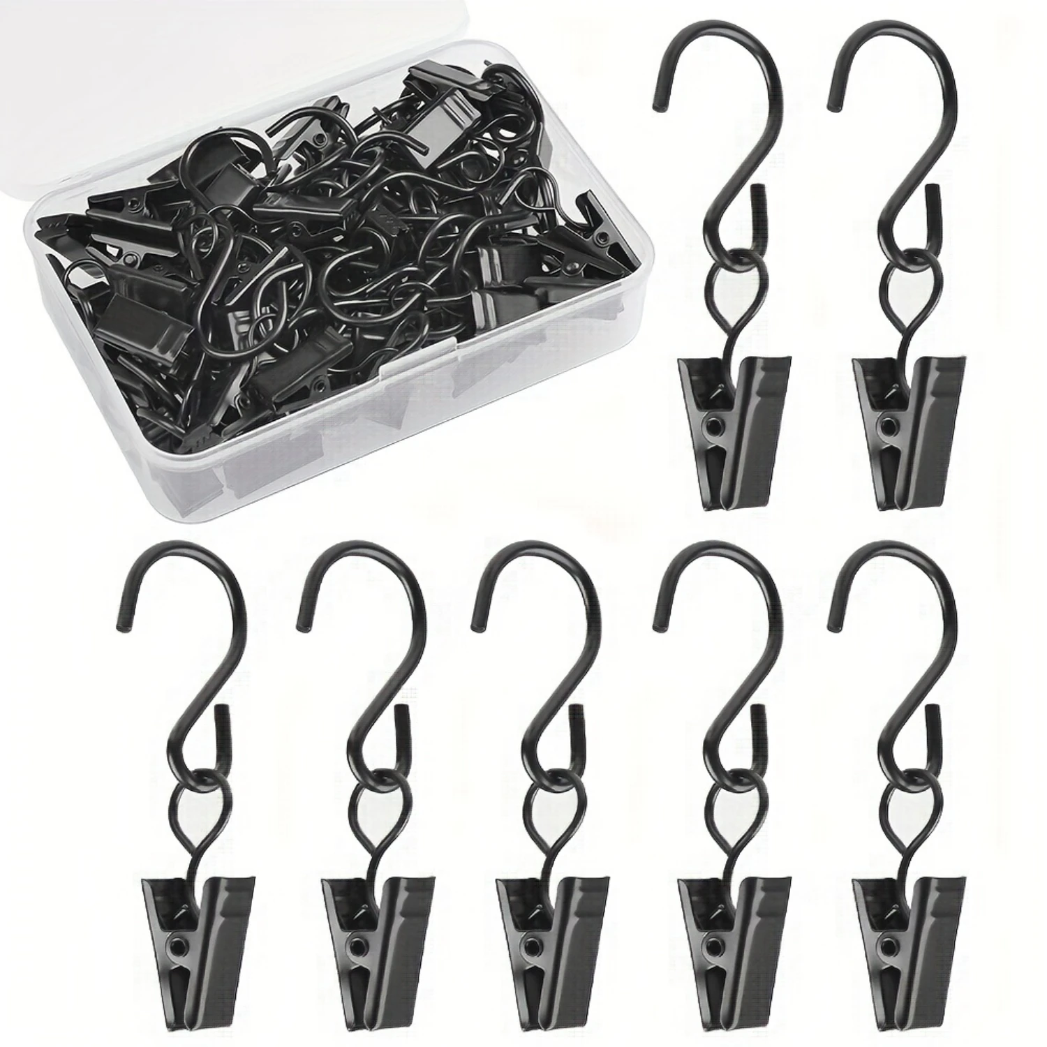 "Vintage" 50-Piece Classic Cast Iron S-Hook Curtain Clips For Small Windows-Decorative Drapery Holdbacks