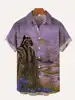 Vintage Japan Harajuku Retro Masked Samurai Men's Hawaiian Casual Shirt Men With Print Short Loose Camisas Casuais Slim Fit Y2K 4