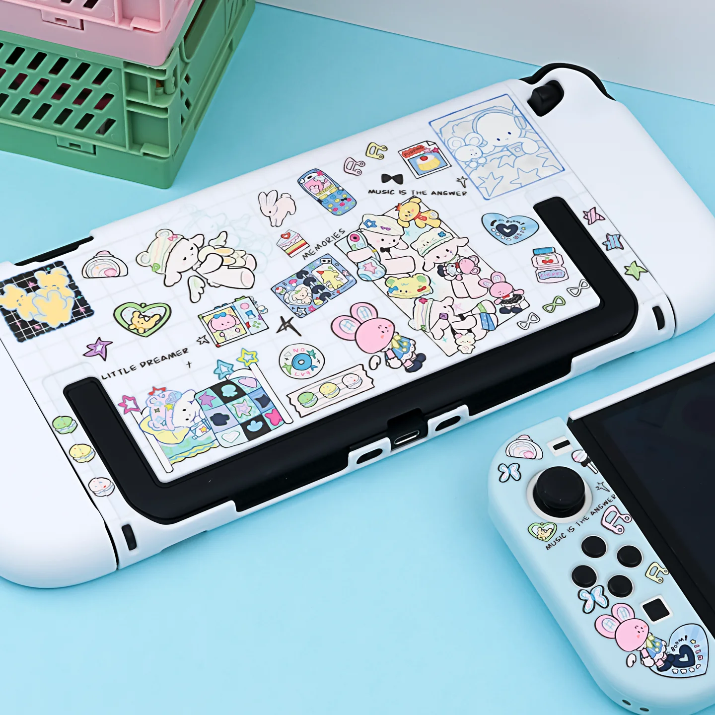 Original Baa-Baa Lamb Protective Case compatible with Nintendo Switch OLED / Switch 2, NS2 White Hard Shell with Joy-Con Covers 4