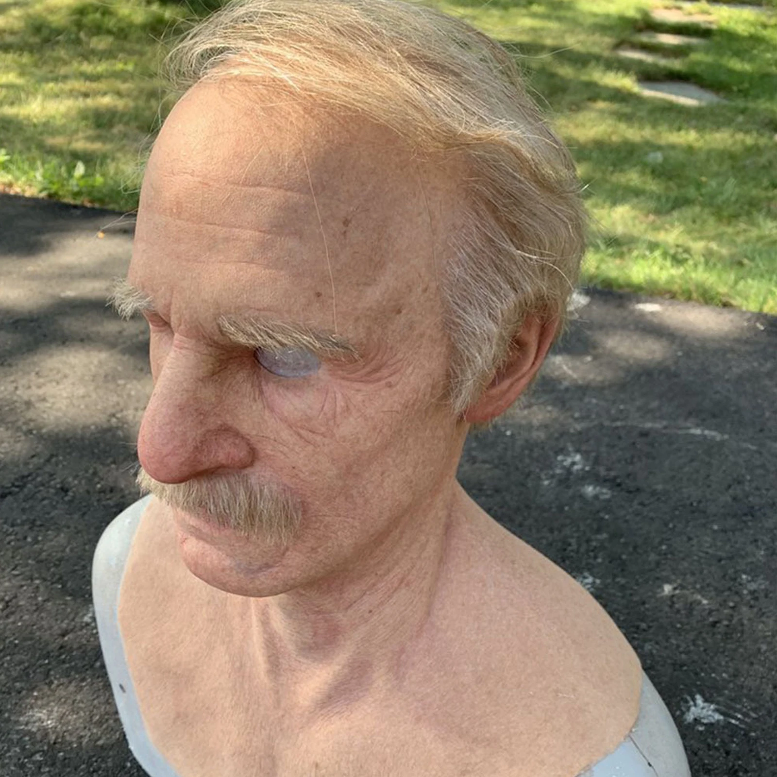 Realistic Face Mask Old Grandpa Shaped Latex Headgear with Wig Halloween Cosplay Tools Carnival Party Bald Old Man Mask Headset Face Mask Halloween Mask Party Masks 3d Face Masks