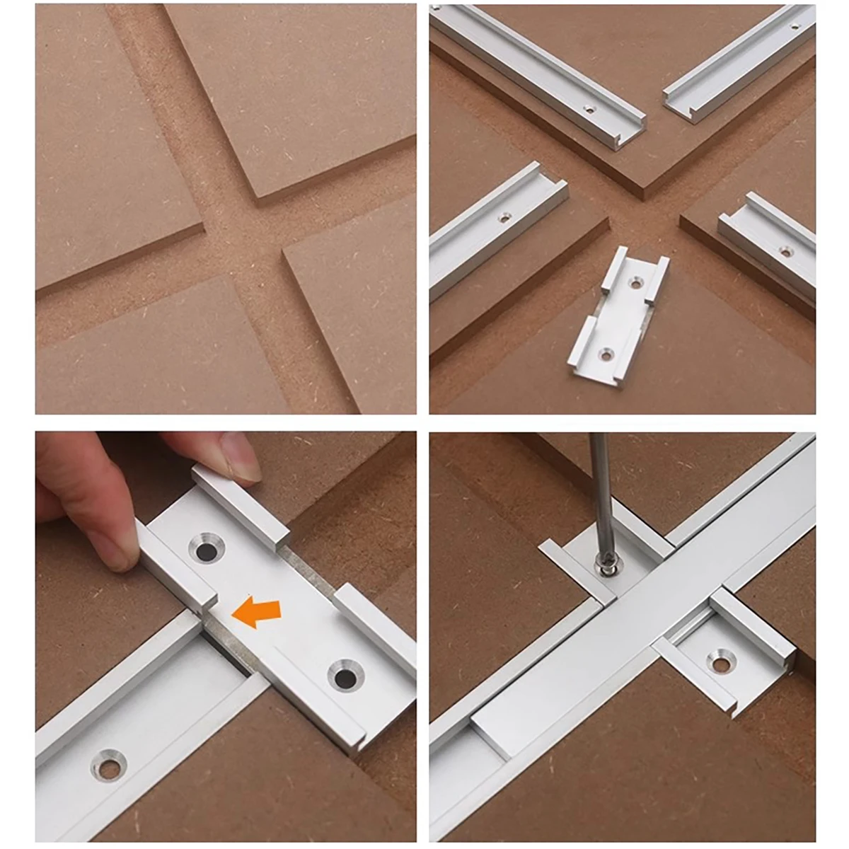 T-Track Intersection Slot Woodworking Chute T Slot Cross Connector Track Miter Gauge Guide Rail Predrilled Mounting Holes