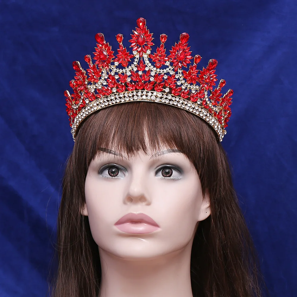 Vintage Baroque Style Rhinestone Bridal Large Crystal  Crown Wedding Headdress Wedding Party Accessories Pageant Queen Tiara