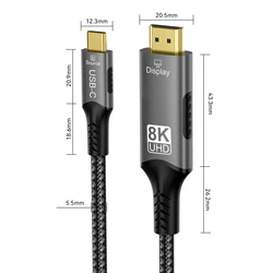 Ultra High - Speed 8K USB - C to HDMI Cable with HDR10+ and Dolby Vision Support - 3m (8K TYPE C TO HDMI M)