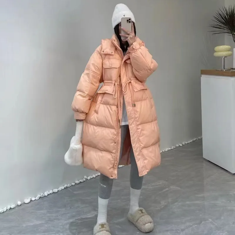 2023 New Women Down Jacket Winter Coat Female Mid Length Version Parkas Thick Warm Outwear Hooded Leisure Time Fashion Overcoat