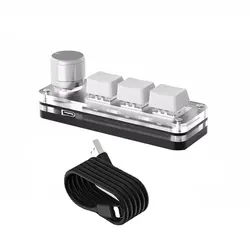 Enhanced RGB Mini Macro Mechanical Keyboard with Custom Programmable Knob and 3 Key Design for Creative Professionals (White)