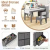 Kids Table and Chairs,3 in 1 Wooden Art Drawing Table with 2 Chairs,4 Fabric Bins,Table and Chair Set for Children Playroom 3