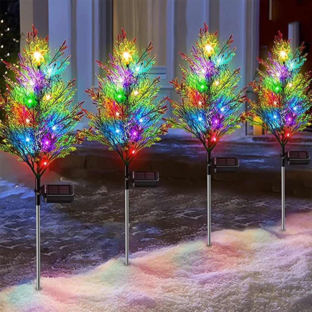 Solar Christmas Tree Lights Outdoors LED Christmas Decor IP65 Waterproof Garden Lawn Landscape Lamps for Patio Porch Pathway