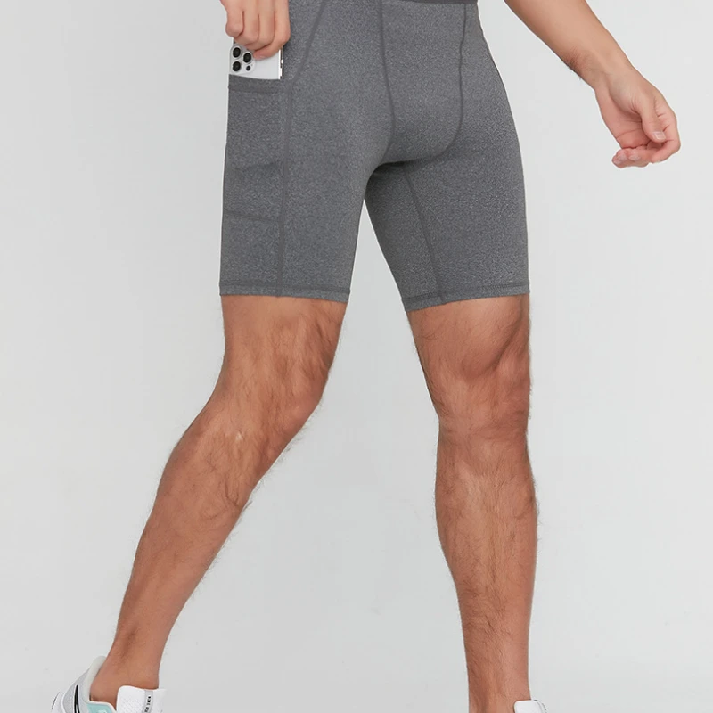 Men Shorts Pockets Outdoor Sweatpants Running Breathable Gym Shorts Quick Dry Casual Wear Basketball Tight Solid