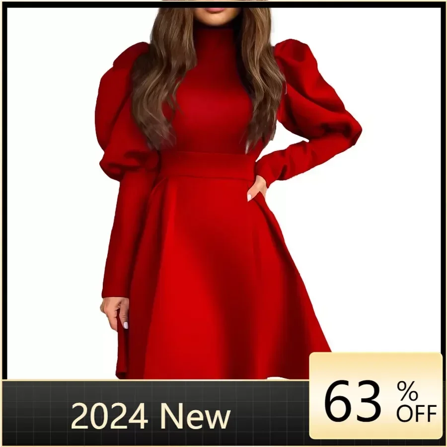 

2024 Elegant African Party Evening Dresses for Women Spring Fahion Long Sleeve Polyester White Black Purple Mini Dress Outfits