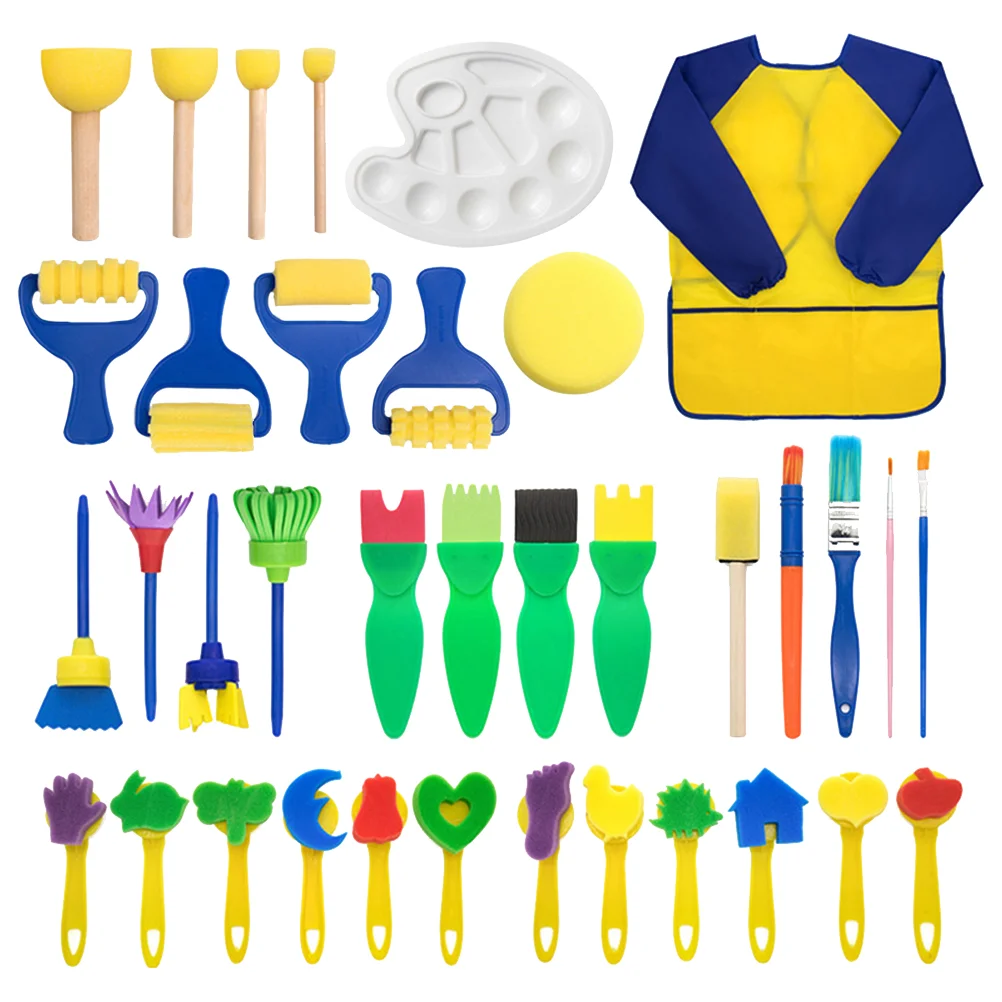 

1 Set/36pcs Kids Early Learning Sponge Paint Kit Crafts Supplies