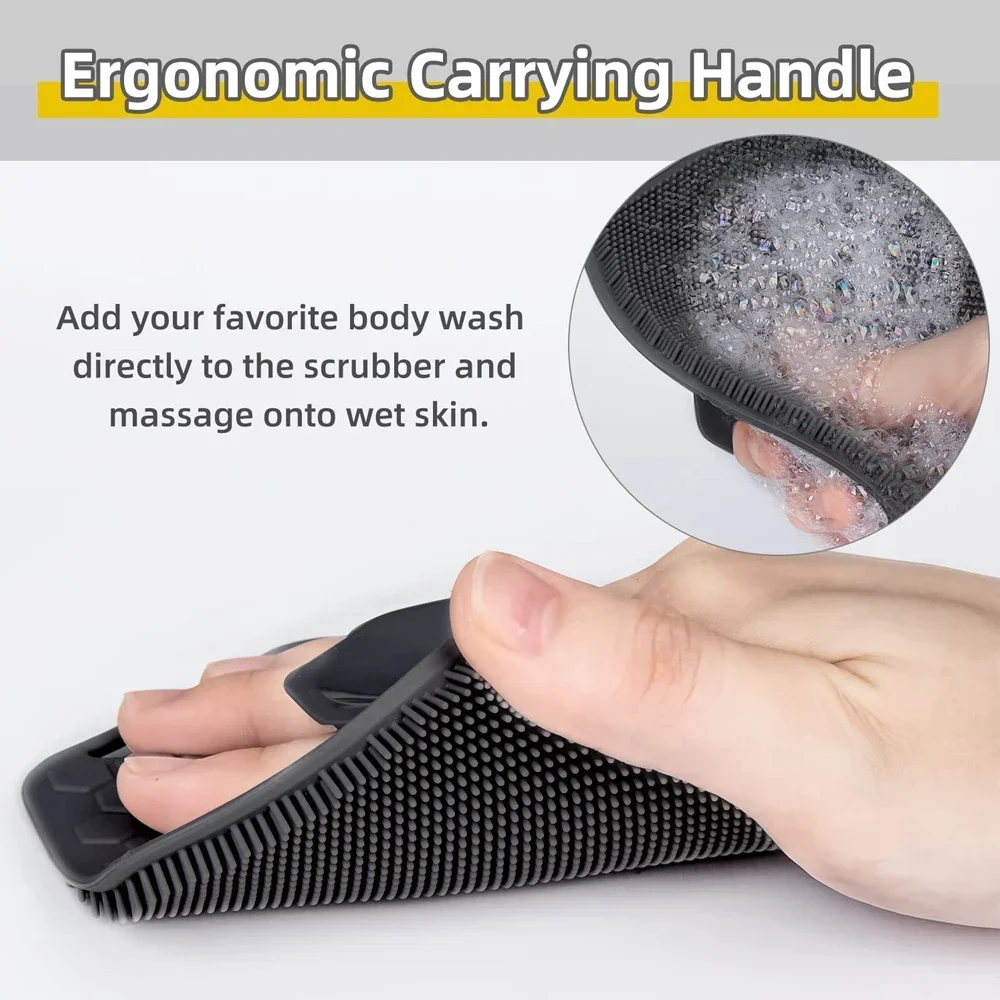 Soft Silicone Exfoliating Brush Cleanser Manual Body Cleansing Scrubber Shower Gentle Massage Bath Brush For Men and Women