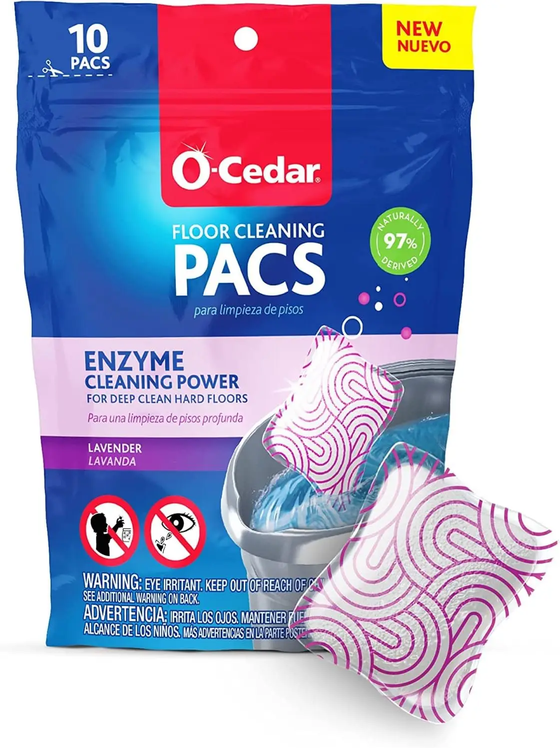 O-Cedar EasyWring RinseClean Microfiber Spin Mop & Bucket Floor Cleaning System with Lavender Pac (Variety Pack)