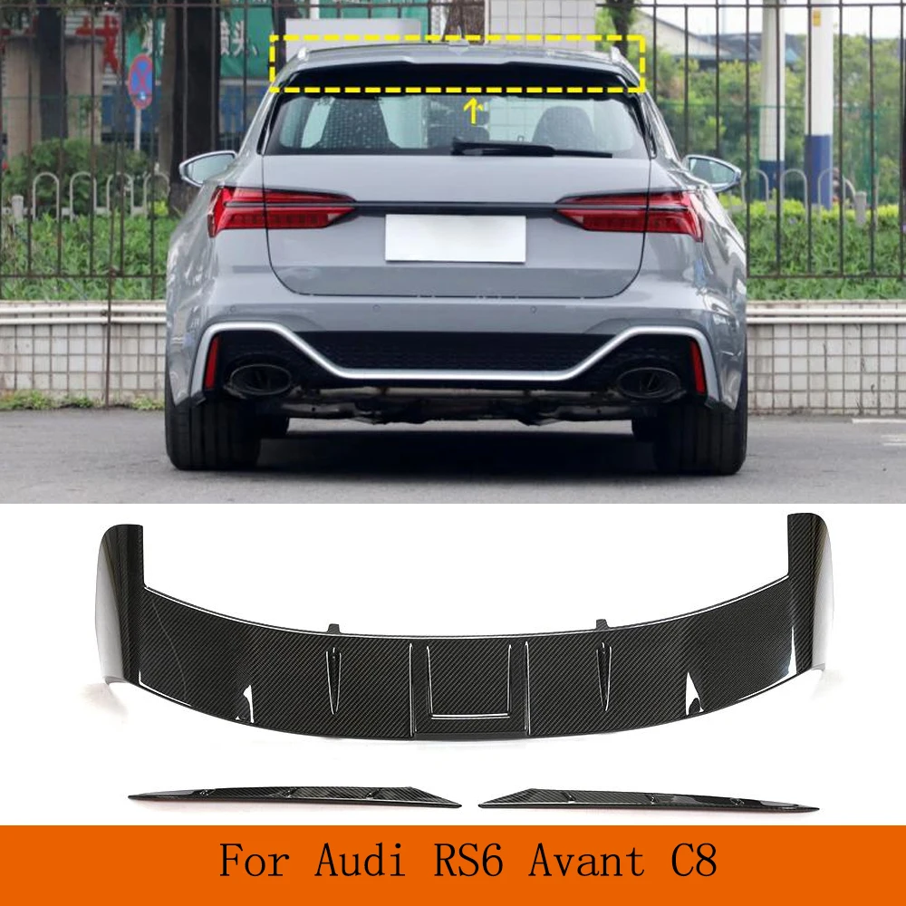 

Car Rear Roof Spoiler Dry Carbon Wing For Audi RS6 C8 Avant 4-Door 2019-2021 Rear Window Roof Wing Spoiler Car Accessories