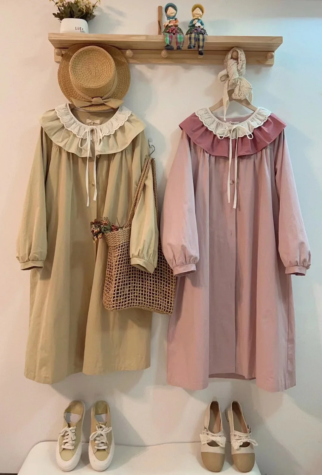 

Double-Layer Lace Doll Collar Loose Large Version Trench Coat Women Outerwear Autumn New Korean Preppy Style Jacket Female Coats